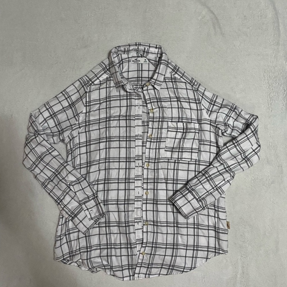 White and gray Hollister button up